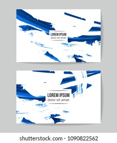 Set of vector business card templates with brush stroke background.