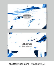 Set of vector business card templates with brush stroke background.