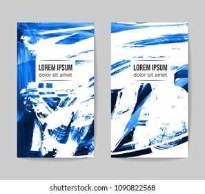 Set of vector business card templates with brush stroke background.