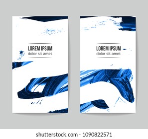 Set of vector business card templates with brush stroke background.