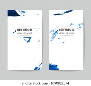 Set of vector business card templates with brush stroke background.