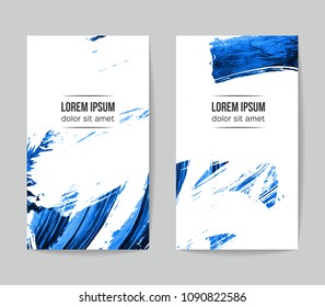 Set of vector business card templates with brush stroke background.