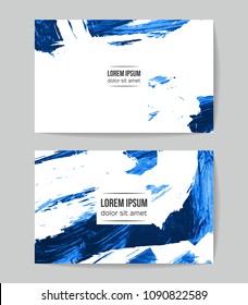 Set of vector business card templates with brush stroke background.