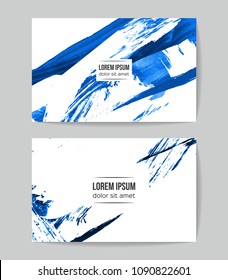 Set of vector business card templates with brush stroke background.