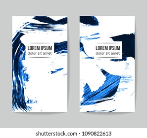 Set of vector business card templates with brush stroke background.