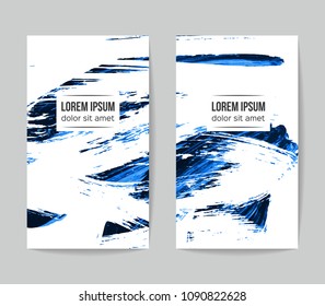 Set of vector business card templates with brush stroke background.
