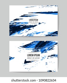 Set of vector business card templates with brush stroke background.