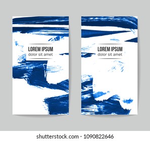 Set of vector business card templates with brush stroke background.