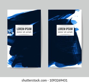 Set of vector business card templates with brush stroke background.