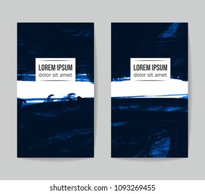 Set of vector business card templates with brush stroke background.