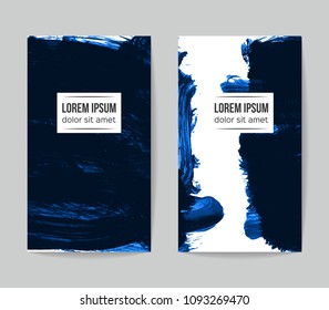 Set of vector business card templates with brush stroke background.
