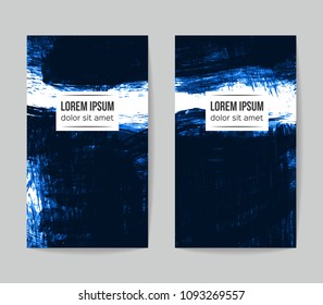 Set of vector business card templates with brush stroke background.