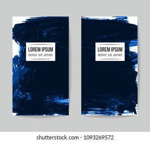 Set of vector business card templates with brush stroke background.