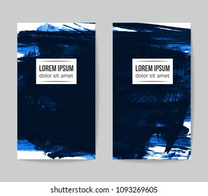 Set of vector business card templates with brush stroke background.
