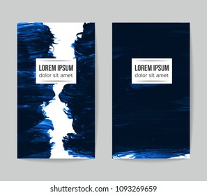 Set of vector business card templates with brush stroke background.