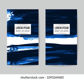 Set of vector business card templates with brush stroke background.