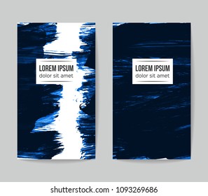 Set of vector business card templates with brush stroke background.