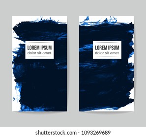 Set of vector business card templates with brush stroke background.