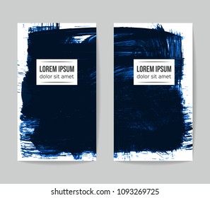 Set of vector business card templates with brush stroke background.