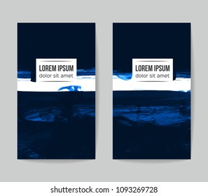 Set of vector business card templates with brush stroke background.