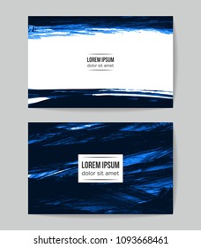 Set of vector business card templates with brush stroke background.