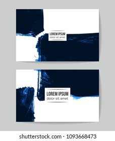 Set of vector business card templates with brush stroke background.