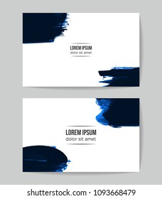 Set of vector business card templates with brush stroke background.