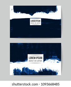 Set of vector business card templates with brush stroke background.
