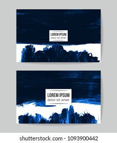 Set of vector business card templates with brush stroke background.