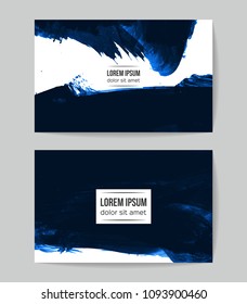 Set of vector business card templates with brush stroke background.