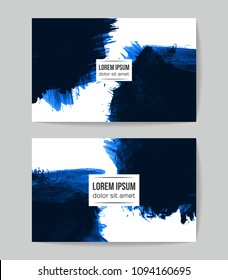 Set of vector business card templates with brush stroke background.
