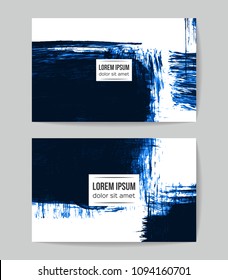 Set of vector business card templates with brush stroke background.
