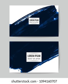 Set of vector business card templates with brush stroke background.