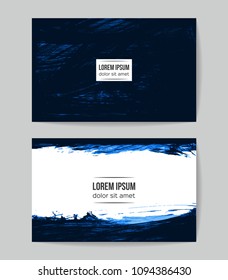 Set of vector business card templates with brush stroke background.