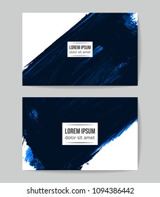 Set of vector business card templates with brush stroke background.