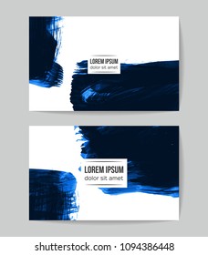Set of vector business card templates with brush stroke background.