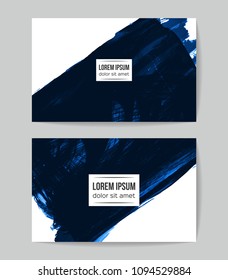 Set of vector business card templates with brush stroke background.
