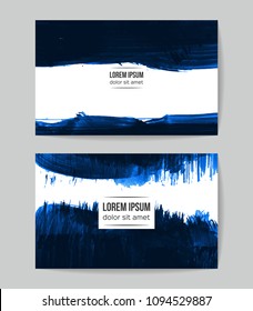 Set of vector business card templates with brush stroke background.