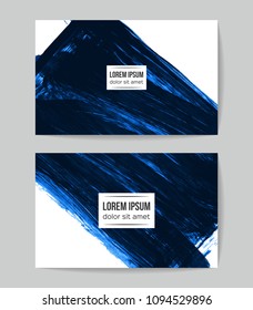 Set of vector business card templates with brush stroke background.