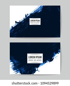 Set of vector business card templates with brush stroke background.