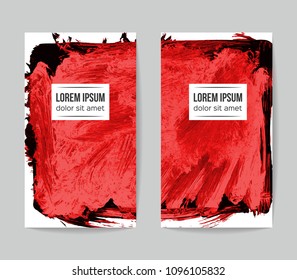 Set of vector business card templates with brush stroke background.