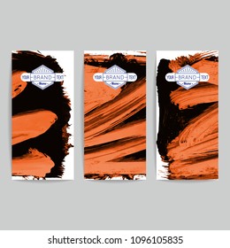 Set of vector business card templates with brush stroke background.