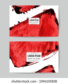 Set of vector business card templates with brush stroke background.