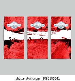 Set of vector business card templates with brush stroke background.