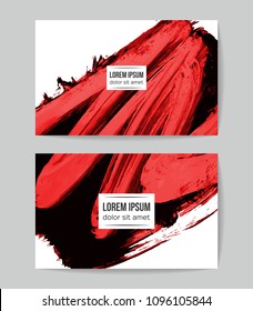 Set of vector business card templates with brush stroke background.