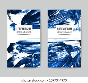 Set of vector business card templates with brush stroke background.