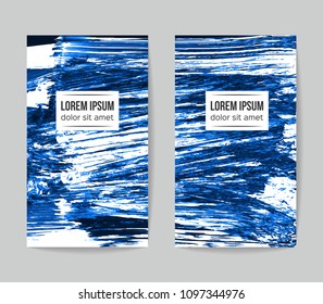 Set of vector business card templates with brush stroke background.