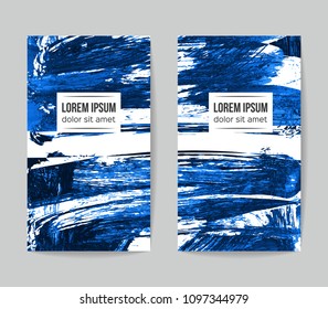 Set of vector business card templates with brush stroke background.