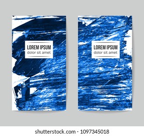 Set of vector business card templates with brush stroke background.