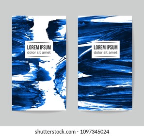 Set of vector business card templates with brush stroke background.